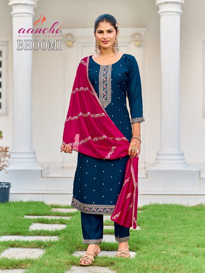 Bhoomi By Aanchi Vichitra Silk Kurti With Bottom Dupatta
